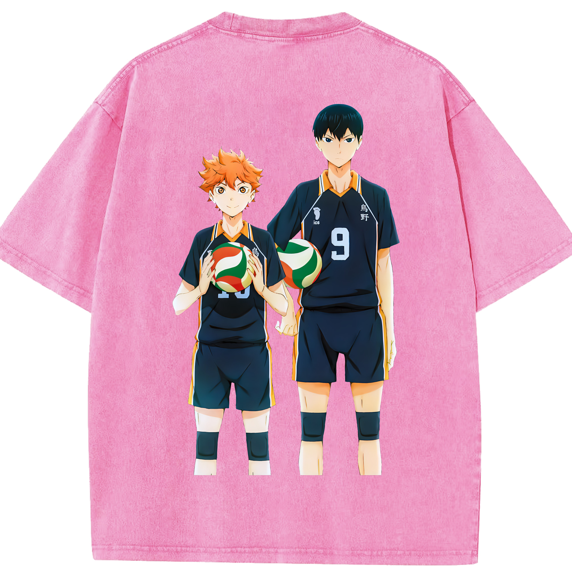 （画像用） ハイキュー!! Haikyu!! 綿100% ヴィンテージ風 半袖Tシャツ（背面プリント）